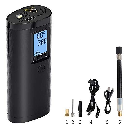 Bike Pump : Lllunimon Smart Electric Pump Bicycle Multi-Function Portable Tire Pump Air Pump Mobile Charging Treasure Flashlight for Ball And Other Inflation Equipment