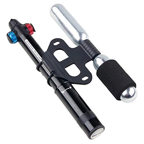 Bike Pump : Lzcaure-SP Bicycle pump CO2 Bicycle Tire Inflator Presta And Schrader Valve Bicycle Tire Pump Manual Model And Auto Model (Color : Black, Size : 20cm)
