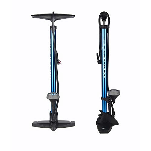 Bike Pump : Mhwlai Bicycle ergonomic bicycle floor pump with pressure gauge and smart valve head 160 psi manual pump riding equipment (three colors), Blue