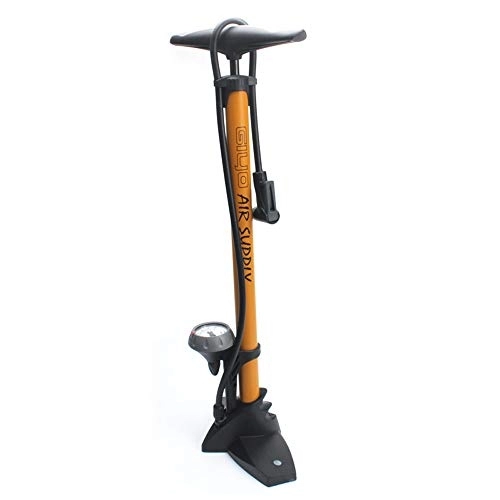 Bike Pump : Mhwlai Bicycle pump, bicycle pump with pressure gauge, portable mountain bike battery, electric vehicle floor pump, Yellow