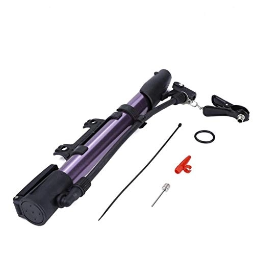 Bike Pump : Mini Bicycle Inflator Tire Pump Portable Aluminum Alloy Mountain Road Bike Air Cycling Tyre Hand Pressure Bicycle Parts (Color : Purple)
