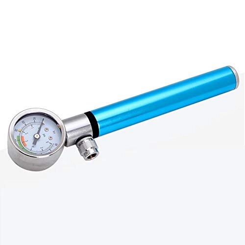 Bike Pump : Mini Bicycle Pump Mini Bike Pump with Gauge Bicycle Pump Ultra Lightweight Fits Presta & Schrader Valve for Road, Mountain Bikes (Color : Blue, Size : 19.5×2.1cm)