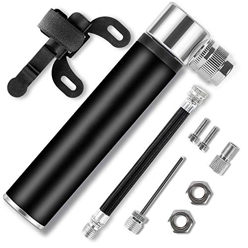 Bike Pump : Mini Bike Pump Nozzle fits All Valve Types Compact Lightweight Attaches Easily to Bike Frame Pumps All Bicycle tire Tubes (Color : Red) (Black)