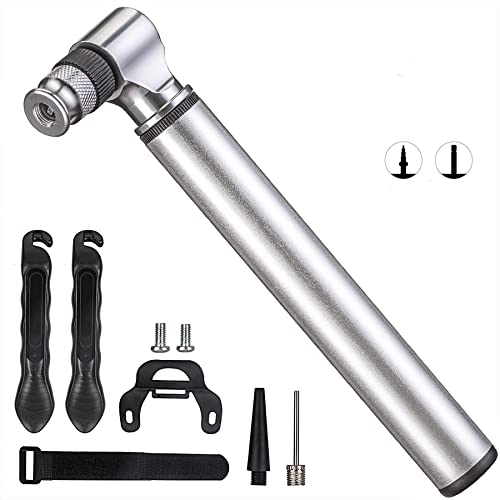 Bike Pump : Mini Bike Pump: Portable Bicycle Pump Fits Presta and Schrader Valves, Bike Tire Hand Pump with Mount Kit for Road Bike Mountain Bikes, 300psi High Pressure Small Tire Pump for Bicycle
