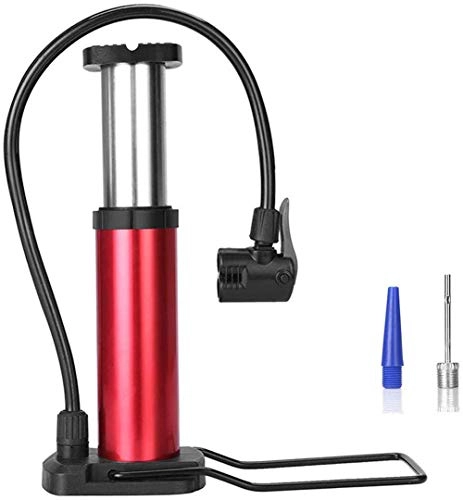 Bike Pump : Mini Bike Pump, Portable Foot Activated Bicycle Pump, Universal Presta and Schrader Valve with High Pressure up to 120PSI, Bike Tire Pump for Basketballs, Footballs and Mountain Bike (Red)