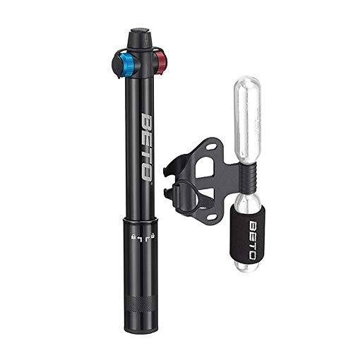Bike Pump : Mini Bike Pump with CO2 Inflator - Dual Mode Hand Pump / CO2 Valve - Portable Bike Tire Pump Patented Auto-Switching Twin Head Fit Presta / Schrader, No CO2 Cartridges Included (Style：A)