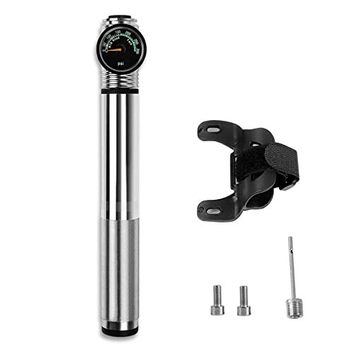 Bike Pump : Mini Bike Pump with Gauge, 300 PSI Portable Bicycle Frame Pump with Presta & Schrader Valve for Road, Mountain and BMX Bikes, Mount Kit & Ball Needle Included