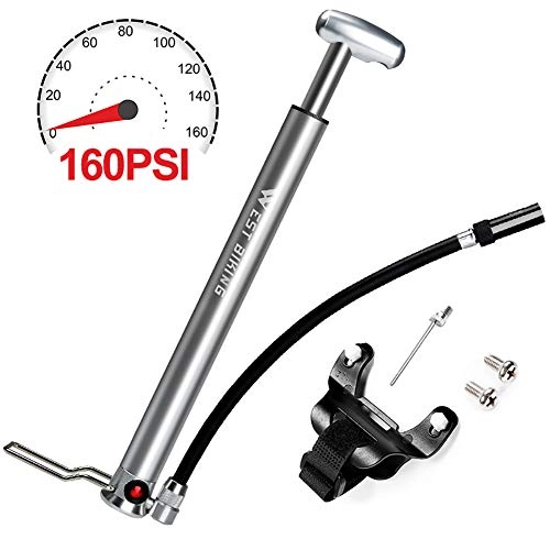 Bike Pump : Mini Floor Bike Pump, Portable Bicycle Tire Air Pump 120Psi with Multifunction Ball Needle, Schrader and Presta Valves, Accurate Fast Inflation for Road, Mountain Bikes