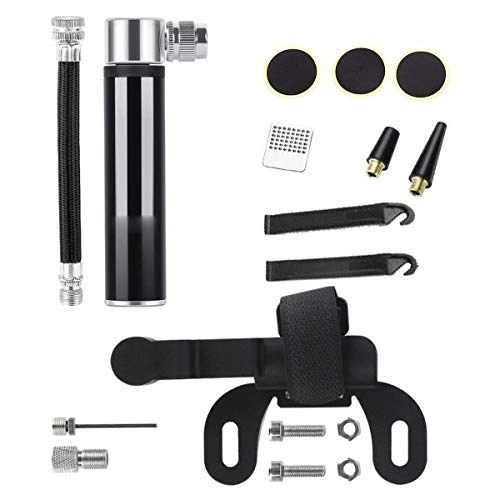 Bike Pump : Mini Floor Pumps, Lubrication Bicycle Pump, Hand Pump With Ball Needle and Puncture Repair Kit For Bikes, Ball, lInflatable Boat, Swim Ring (Black)