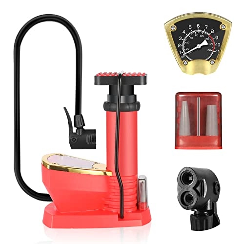 Bike Pump : Mini Foot Activated Bicycle Pump Foot Pump (Red)
