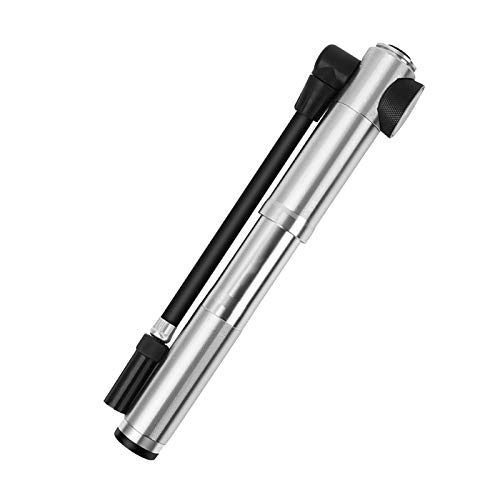 Bike Pump : Mini High Pressure Bike Pump, Portable Hand Pump with 300PSI Presta & Schrader Compatible, Lightweight Aluminium Alloy, Quick Inflation for Bicycle, Mountain Bike, Motorcycle, Balloons (Silver)