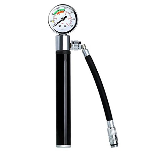 Bike Pump : Mini Ultralight MTB Bike Pump With Pressure Gauge Portable Presta Schrader Front Fork Ball Tire Inflator Hand Pumps, Black