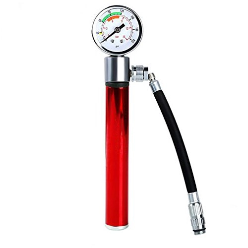 Bike Pump : Mini Ultralight MTB Bike Pump With Pressure Gauge Portable Presta Schrader Front Fork Ball Tire Inflator Hand Pumps, Red