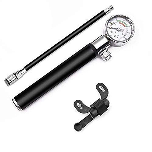 Bike Pump : Mini Ultralight Universal Bike Pump With Pressure Gauge Portable Bicycle Inflate Tire Ball Hand Pump (Color : Black)