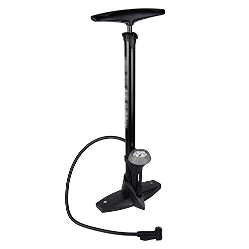 Bike Pump : MISHUAI Bicycle Pump 160 PSI Standing Tyre Pump With Manometer Gauge Inflator For Bicycle Tyres / Inflatable Mattress Bike Essential Tools (Color : Black, Size : 62cm)