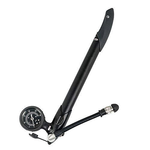 Bike Pump : MOLVUS Portable Bike Floor Pump Mini Pump With Barometer Riding Equipment Is Convenient To Carry Mountain Bike Home Lightweight Universal Bicycle Pump (Color : Black, Size : 310mm)