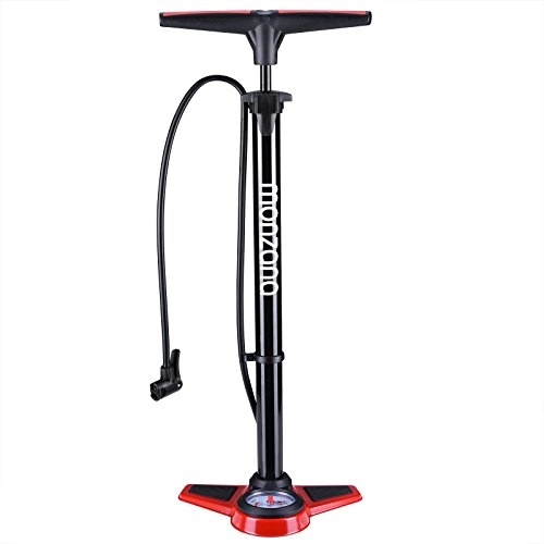 Bike Pump : Monzana Floor air Pump Including 3 Additional adapters 100 cm Hose air Pump up to 14 bar for Bicycle car air Mattress Motorcycle