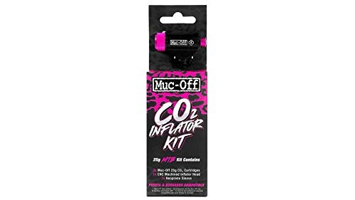 Bike Pump : Muc-Off 20117 CO2 Inflator Kit, MTB - Puncture Repair Kit For Mountain Bikes With Presta Or Schrader Valves - Includes 2 Cartridges, Inflator Head & Sleeve