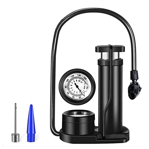 Bike Pump : N / Y Mini Bike Pump Portable Pump with Pressure Gauge, Bicycle Foot Pump, Bike Tire Air Pump with Gas Ball Needle, Fits Universal USA and French Valves
