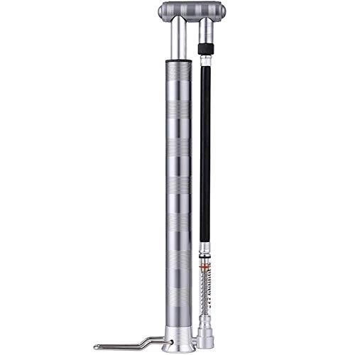 Bike Pump : Nanna Bike Pump Electric Scooter Pump Bicycle Pump Valves Portable with Pressure Gauge Reliable Compact and Light Road Bike Tire Inflator (Color : Silver)