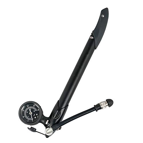 Bike Pump : NBNBN Portable Bicycle Pump Mountain Bike Mini Pump with Barometer Riding Equipment Convenient to Carry Tight seal with no Leaks (Color : Black, Size : 310mm)
