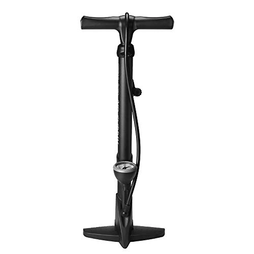 Bike Pump : NBNBN Portable Bicycle Pump Riding Equipment Household Vertical Bicycle Manual Pump with Barometer Tight seal with no Leaks (Color : Black, Size : 600mm)