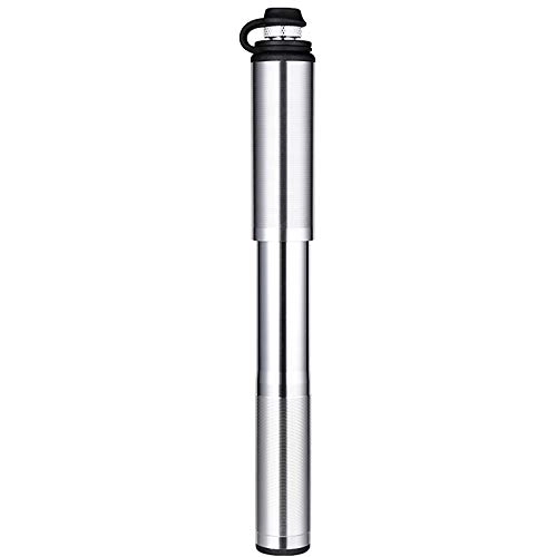 Bike Pump : Nvshiyk Portable Bicycle Tire Pump Mini Aluminum Alloy Bicycle Pump Hand Push Portable Toy Basketball Football Inflator for Road, Ball Pump (Color : Silver, Size : 21.3x2.5cm)