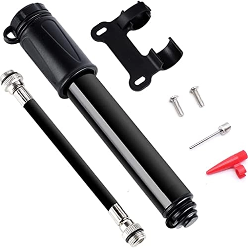 Bike Pump : Outdoor Recreation Cycling Inflator Bicycle Basketball Aluminum Alloy Inflatable Tube Battery Car Portable Hose High Pressure 100PSI (Color : Black, Size : 17cm)