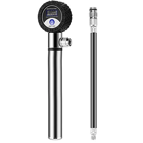 Bike Pump : OUYA Bike tire pump, Accurate LCD Digital Pressure Gauge Bicycle Pump with 120 PSI, Fits Presta and Schrader Valve, for Mountain Bike, Ball, Silver