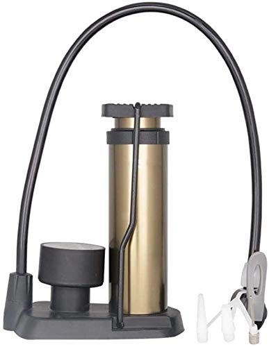 Bike Pump : Plztou Bicycle Foor Pump Bike Pump With Gauge Includes Mount Kit Mini Bicycle Air Tire Suitable To Mountain Other Road Suitable for Bicycles (Color : Gold, Size : 17.3&times13.6cm)