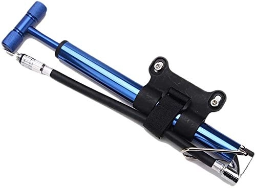 Bike Pump : Plztou Bicycle Pump Light Aluminum Alloy Bicycle Pump Mini Portable Bicycle Tire Pump With Installation Kit Suitable for Bicycles (Color : Blue, Size : 27cm) (Color : Black, Size : 27cm)