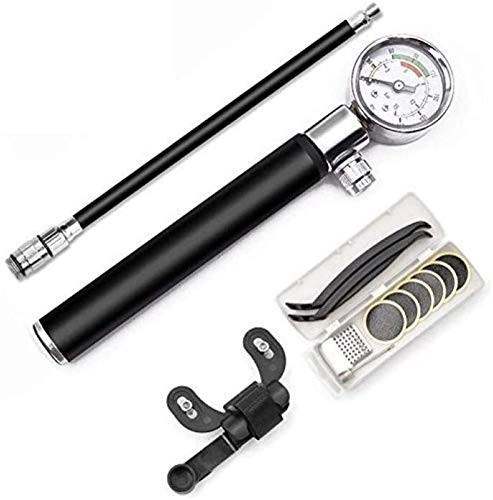 Bike Pump : Plztou Portable high-pressure pump, bicycle pump, aluminum alloy mountain bike pump, mini pump, suitable for road mountain bikes (Color : C3)