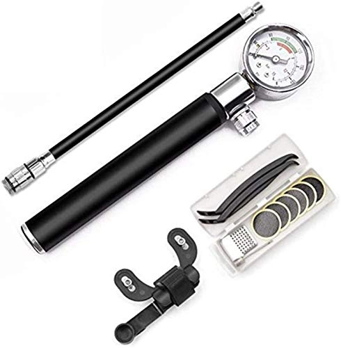 Bike Pump : Plztou Portable high pressure pump with watch, bicycle pump, mountain bike pump, handheld mini pump, suitable for road mountain bike (Color : C2)