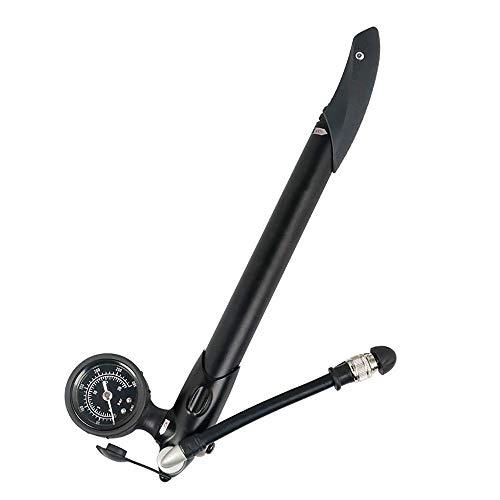 Bike Pump : Portable Bike Floor Pump Mini Pump With Barometer Riding Equipment Is Convenient To Carry Mountain Bike Home Lightweight Universal Bicycle Pump (Color : Black, Size : 310mm)