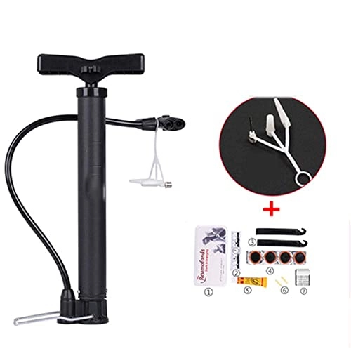 Bike Pump : Portable Bike Pump Lightweight Bicycle Air Pump with Handle 120 Psi fits America and French Valve Types for Mountain Road BMX Bike Ball Inflatable Toy Including Puncture Repair Kit