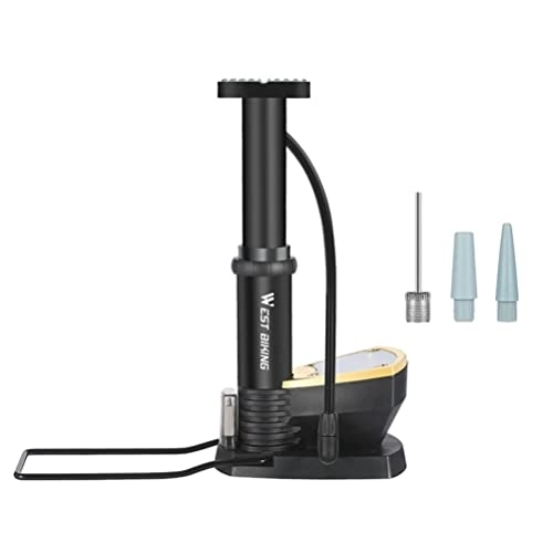 Bike Pump : Portable Bike Pump with Gauge: Bike Pedal Pump with Barometer High Pressure Pump with Nozzles Basketball Vollably Bicycle Pump 1 Set Black