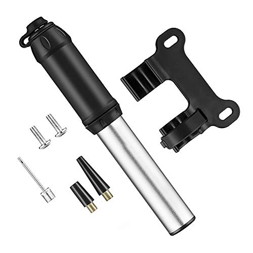 Bike Pump : Portable Mini Bicycle Tire Pump Compact and Lightweight Performance With Fixed Bracket Home Mini Portable Bicycle Hand Pump for Road (Color : Silver, Size : 180mm)