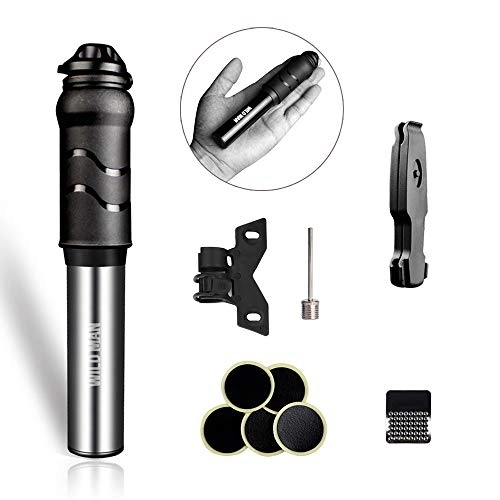 Bike Pump : Portable Mini Bike Pump, 100 PSI High Pressure Bicycle Tire Air Pump, Fits Presta and Schrader- No Valve Changing Needed, Come with Puncture Repair Kit Including Mount Kit