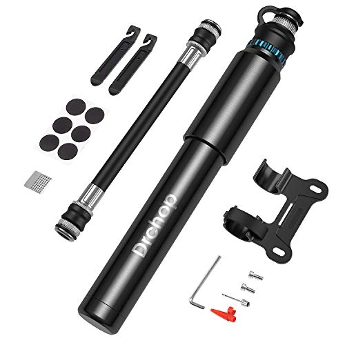 Bike Pump : Portable Mini Bike Pump, Bicycle Tire Air Small Pump Hand Inflator Fits Presta & Schrader Valve, 150PSI Accurate Fast Inflation, with Repair Kit and Frame Mount for Road, Mountain and BMX Bikes