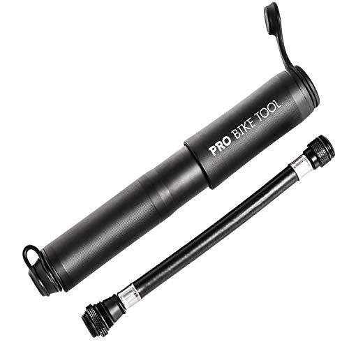 Bike Pump : PRO BIKE TOOL Mini Bike Pump Classic - Fits Presta & Schrader Valves - up to 100 PSI / 6.9 Bar - Bicycle Tire Pump for Road and Mountain Bikes - Small, Portable and Compact Hand Frame-Mounted Pump