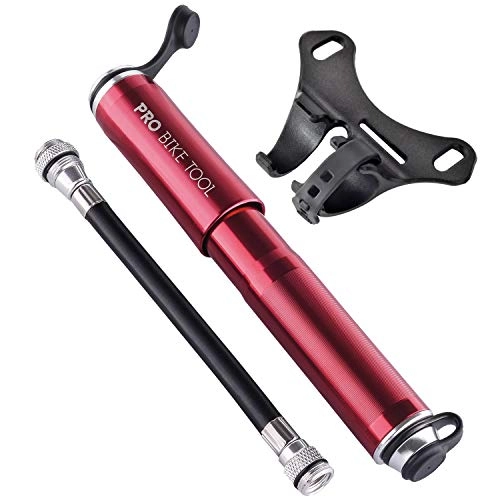 Bike Pump : PRO BIKE TOOL Mini Road Bike Pump for Mountain and BMX Bicycle Tires, 7.3-Inches, Red