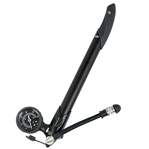 Bike Pump : QinWenYan Bike Pump Dual Interface Portable Mini Road Bicycle Hand Pump Cheer Removable Pressure Gauge For Schrader Valve Cycling Pump (Color : Black, Size : 31cm)
