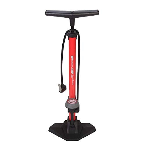 Bike Pump : Qiutianchen Bicycle Floor Pump Bicycle Floor Pump with 170 PSI High Pressure Bicycle Tyre Inflator Portable and Compact (Color : Red, Size : Standard size)