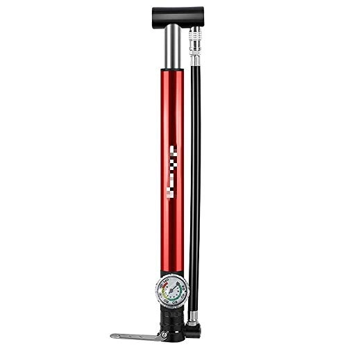 Bike Pump : Qiutianchen Bicycle floor pump, portable bicycle pump, aluminium alloy, tyre tube, mini hand pump, bicycle pump. (Color : Red, Size : Standard size)