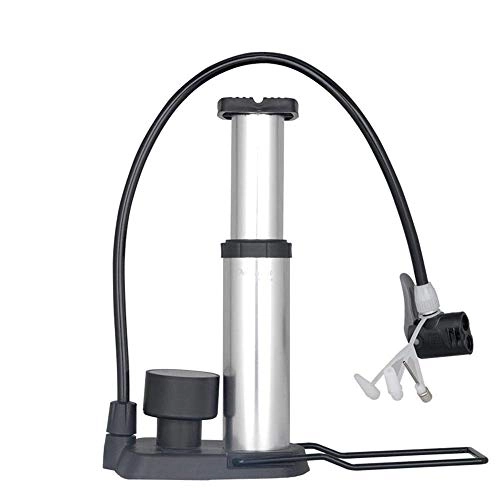 Bike Pump : Qiutianchen Bicycle Foor Pump Bike Pump With Gauge Includes Mount Kit Mini Bicycle Air Tire Suitable To Mountain Other Road Suitable for Bicycles (Color : Silver, Size : 17.3×13.6cm)