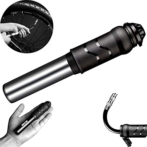 Bike Pump : QZH Bike Pump, Mini Bicycle Pump Suitable for Presta Schrader Portable And Compact Retractable Telescopic Sleeve Easy To Use Pro Bike Hand Pump, Silver