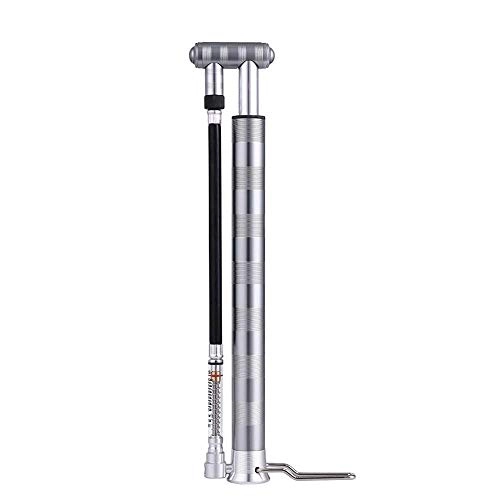 Bike Pump : RONGW JKUNYU Accessories Bicycle Floor Pump High Pressure Mini Bicycle Hand Pump Vertical Basketball Football Inflatable Tube With Barometer Easy Pumping (Color: Silver, Size: 282mm)