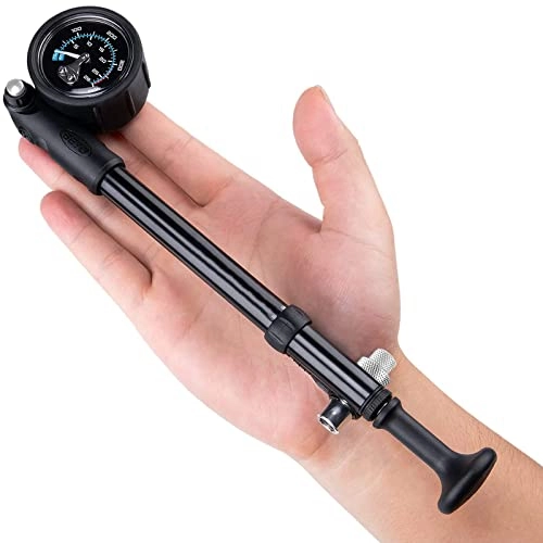 Bike Pump : RROWER 2-in-1 Bike Tire Pump / Shock Pump for Mountain, 400 PSI High Pressure for Rear Shock & Suspension Fork, Lever Lock on Nozzle No Air Loss