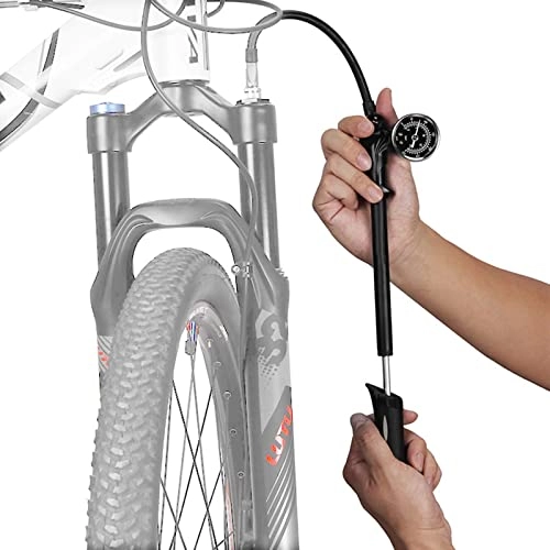 Bike Pump : RROWER Gas Shock / Tire Dual Function Combo Pump, High Pressure 300 Psi / 21 Bar for Presta, Schrader Mountain Bike Road Bicycle