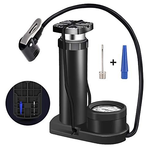 Bike Pump : Suvi Bike Pump, Mini Portable Bicycle Foot Pump, Cycling Floor Pumps with Gauge, Universal Bike Tyre Pump Compatible with Presta and Schrader Valve, 160 PSI, for Road Mountain Bikes Motorcycle Balls